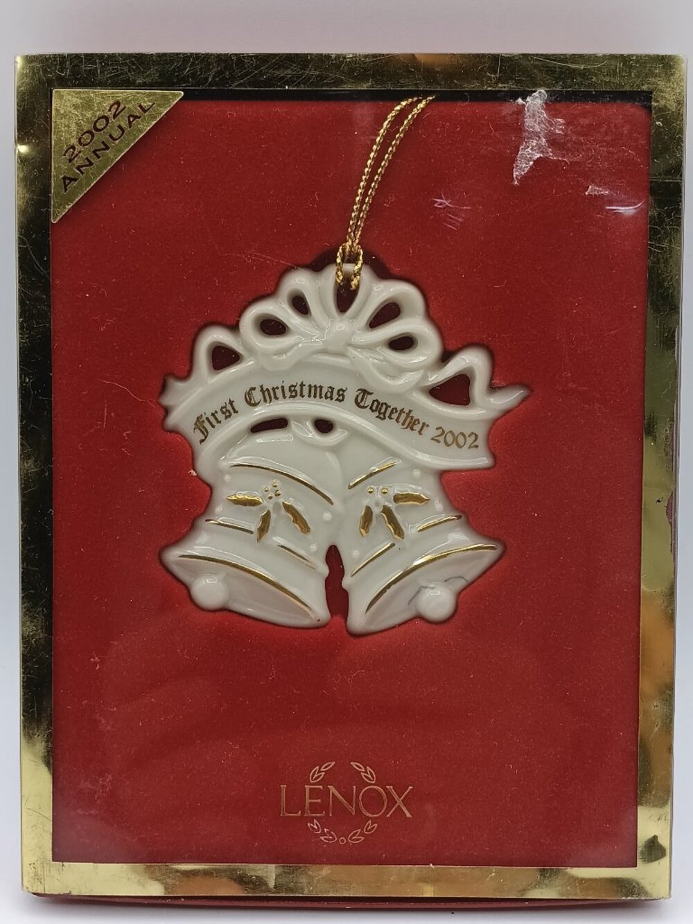 Lenox Ornament First Christmas Together 2002 Box Bell Porcelain